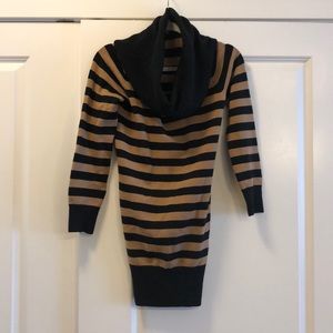 Cowl neck sweater dress